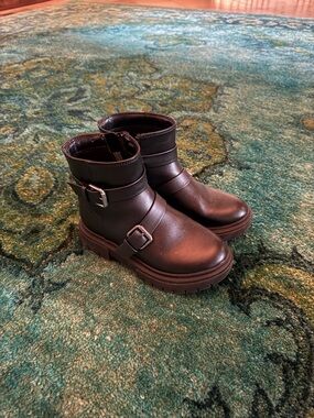 art class Black Girls' Moto Ankle Boots with Buckles